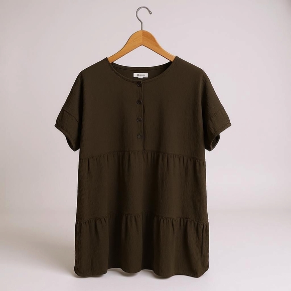 Madewell Dresses & Skirts - Elegant Madewell Olive Green Women's Dress Tiers Babydoll